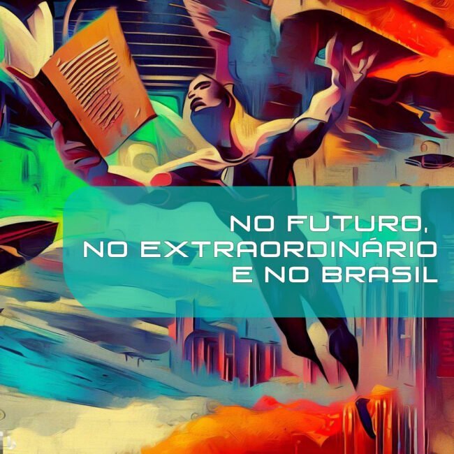 Ícaro voa com um livro nas mãos ao invés de asas nas costas.