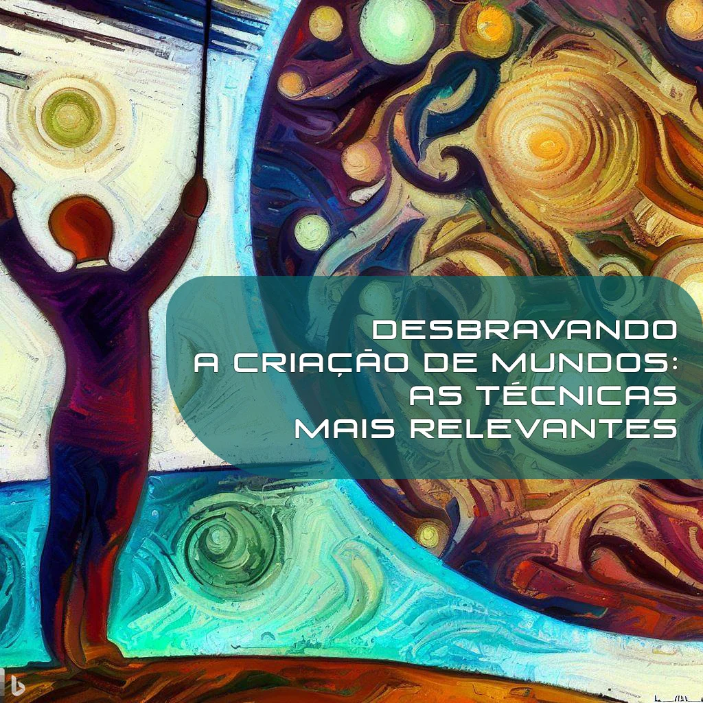 Ilustração de artigo sobre criação de mundos literários com um maestro regendo o nascimentos de planetas.