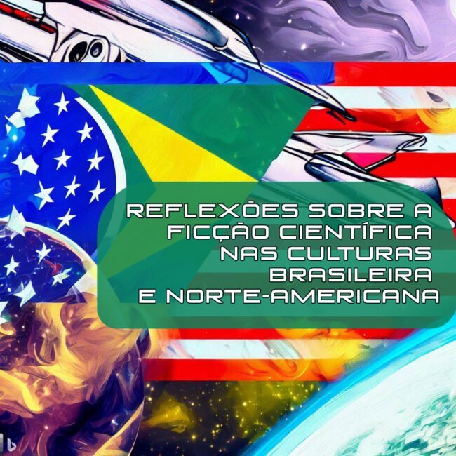 Ilustração destacada do artigo, com desenhos estilizado de planeta, espaço e bandeiras dos EUA e em destaque a do Brasil.